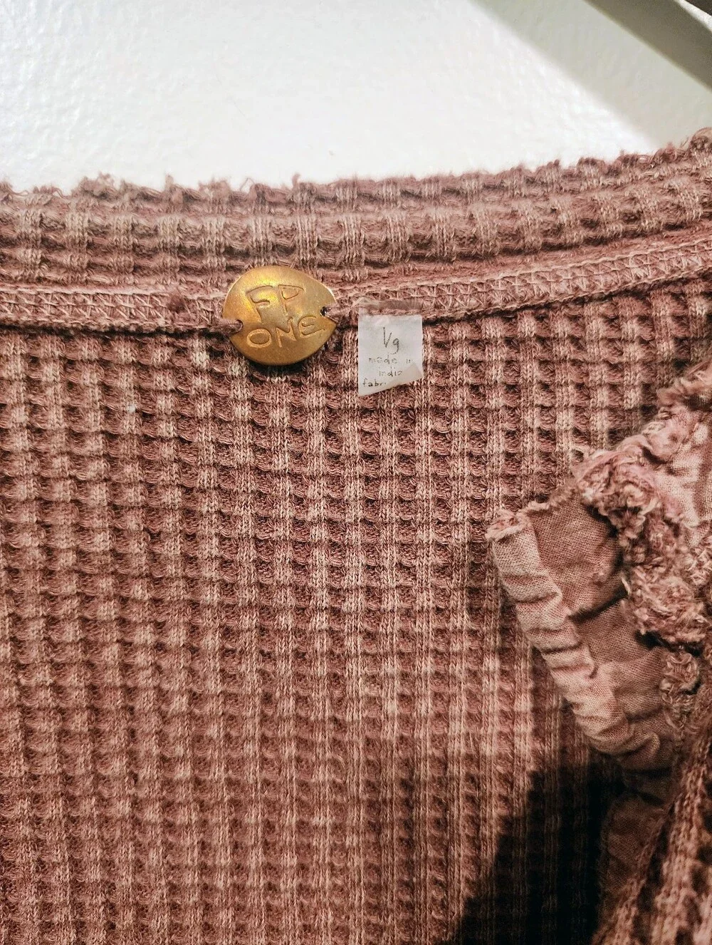 FP One Colt Cropped Waffle Knit Thermal In Venetian Red